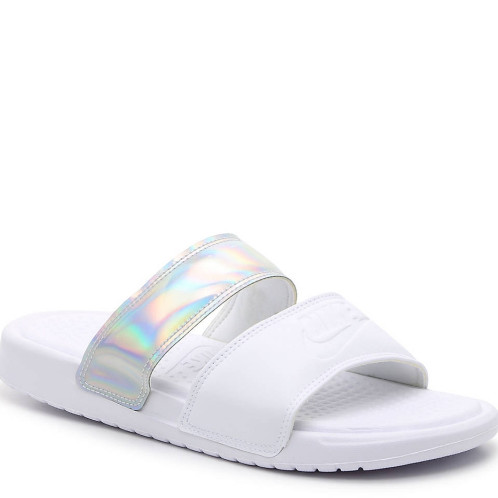 Nike Duo White Irridecent Slip Flip Flops 8